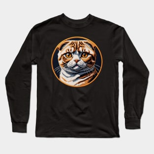 Scottish Fold Embroidered Patch Long Sleeve T-Shirt